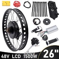 26 E-Bike Fat Tire Bicycle Rear Wheel Hub Motor Conversion Kit Fit 48V 1500W