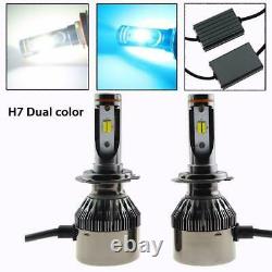 2x Dual 6000K 8000K White Ice Blue H7 LED Headlight High Low Beam Conversion Kit