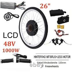 48V 1000W 26 Electric Bicycle Conversion Kit Fit Rear Wheel E Bike Motor Hub