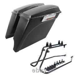 5 Stretched Hard Saddlebags + Black Conversion Kit Fit For Harley Softail 84-17