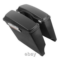 5 Stretched Hard Saddlebags + Black Conversion Kit Fit For Harley Softail 84-17