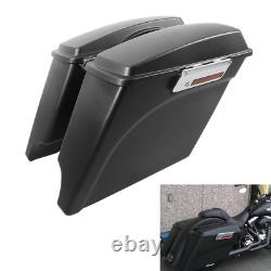 5 Stretched Hard Saddlebags + Black Conversion Kit Fit For Harley Softail 84-17