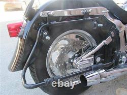 5 Stretched Hard Saddlebags + Black Conversion Kit Fit For Harley Softail 84-17