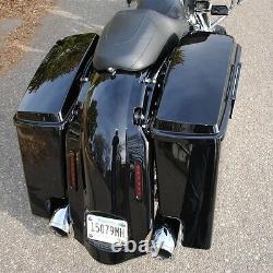 5 Stretched Hard Saddlebags + Black Conversion Kit Fit For Harley Softail 84-17