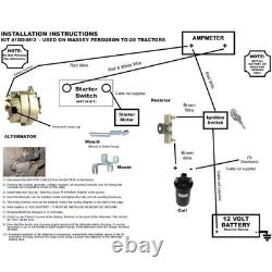 Alternator Conversion Kit Fits Massey Ferguson MF Tractor TO20 6 to 12 Volt