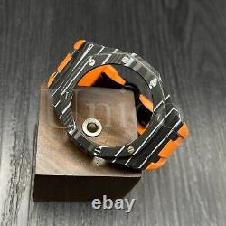 Casioak Conversion Kit CF Black/White Case Orange Rubber Strap Fits For G-Shock