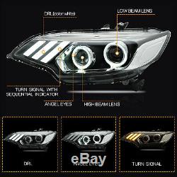 Custom LED Tri-Bar Projector Headlights withDRL + H7 LED Bulbs for 15-20 Honda Fit