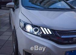 Customized LED Headlights with DRL Sequential Turn Signal for 15-20 Honda Fit