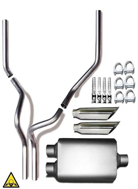 Dual Pipes Conversion Exhaust Kit Fits Gmc Chevy Trucks 1987-2002 2.5