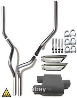 Dual pipes conversion exhaust kit fits 87 93 Dodge Ram pick up truck