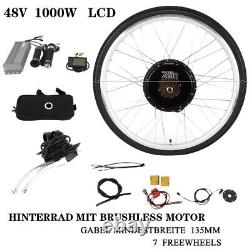 E-Bike Electric Bicycle Motor Conversion Kit 48V 1000W & LCD Fit Rear Wheel 28