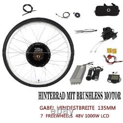 E-Bike Electric Bicycle Motor Conversion Kit 48V 1000W & LCD Fit Rear Wheel 28