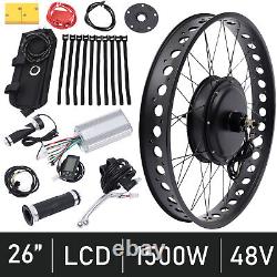 E-Bike Fat Tire Bicycle Rear Wheel Hub Motor Conversion Kit Fit 26 48V 1500W