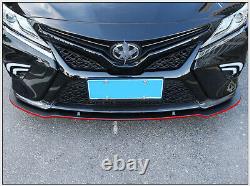 FOR 2018-21 TOYOTA CAMRY SE XSE JDM STYLE GLOSS BLACK FRONT BUMPER LIP Red Trim