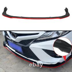 FOR 2018-21 TOYOTA CAMRY SE XSE JDM STYLE GLOSS BLACK FRONT BUMPER LIP Red Trim