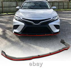 FOR 2018-21 TOYOTA CAMRY SE XSE JDM STYLE GLOSS BLACK FRONT BUMPER LIP Red Trim