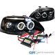 Fit 96-98 Civic Black Halo Led Projector Headlights+h1 6000k Hid Conversion Kit