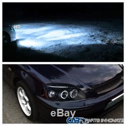 Fit 96-98 Civic Black Halo LED Projector Headlights+H1 6000K HID Conversion Kit