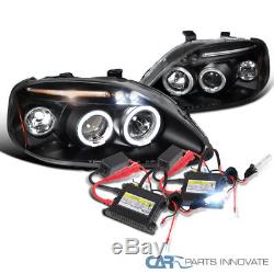 Fit 99-00 Civic Black Halo LED Projector Headlights+H1 6000K HID Conversion Kit