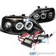 Fit 99-00 Civic Black Halo Led Projector Headlights+h1 6000k Hid Conversion Kit