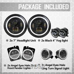 Fit JEEP JK Headlight 7''+Fog Light+Turn Signal+Fender Lamp LED Conversion KIT