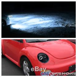 Fit VW 98-05 Beetle Black Halo Projector Headlights+H1 6000K HID Conversion Kit