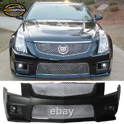 Fits 08-13 Cadillac CTS V Style Front Bumper Conversion Grille Foglight PP