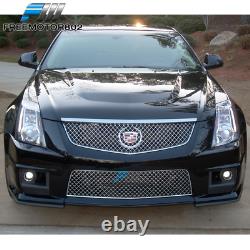 Fits 08-13 Cadillac CTS V Style Front Bumper Conversion Grille Foglight PP