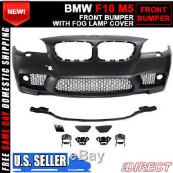 Fits 11-16 5-Series F10 4Dr M5 Style Front Bumper Fog Cover Conversion Kit PP