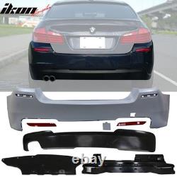Fits 11-16 BMW F10 5-Series MTech Style Rear Bumper Conversion Kit Single Outlet