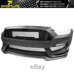 Fits 15-17 Ford Mustang GT350 Style Front Bumper Conversion Kit + Grille + Lip