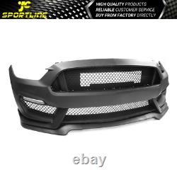 Fits 15-17 Ford Mustang GT350 Style Front Bumper Conversion Kit + Grille + Lip
