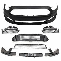 Fits 15-17 Ford Mustang GT350 Style Front Bumper Retrofit Conversion Kit+Louvers