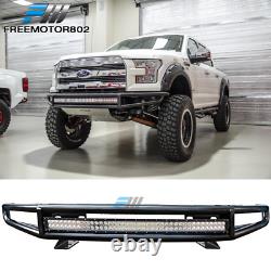 Fits 15-18 Ford F-150 Off-Road Front Bumper Black Steel With 38 LED Light Bar