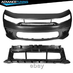 Fits 15-22 Charger Front Bumper with SRT Style Upper Lower Grille Foglight Cover