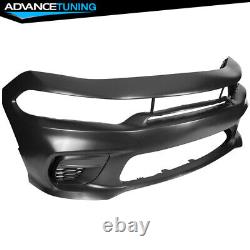 Fits 15-22 Charger Front Bumper with SRT Style Upper Lower Grille Foglight Cover