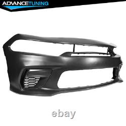 Fits 15-22 Charger Front Bumper with SRT Style Upper Lower Grille Foglight Cover