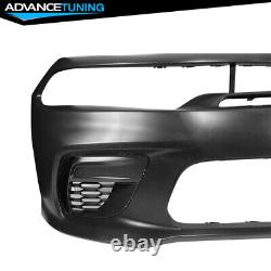 Fits 15-22 Charger Front Bumper with SRT Style Upper Lower Grille Foglight Cover