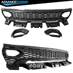 Fits 15-22 Charger Front Bumper with SRT Style Upper Lower Grille Foglight Cover