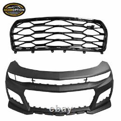 Fits 16-18 Chevrolet Camaro ZL1 Style Front Bumper Cover with Lip & Grille PP