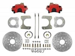 Fits 1984-06 Jeep Rear Disc Brake Conversion Kit (drilled/slotted red calipers)
