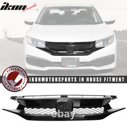 Fits 19-21 Honda Civic T-R Style Gloss Black Front Bumper Mesh Grille ABS