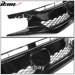 Fits 19-21 Honda Civic T-R Style Gloss Black Front Bumper Mesh Grille ABS