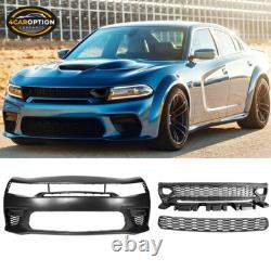 Fits 20-23 Charger Widebody Front Bumper Cover Conversion Kit With SRT Grilles