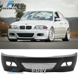 Fits 99-05 BMW E46 3 Series Sedan M3 Style Front Bumper Conversion Cover with Mesh