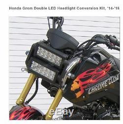 Fits Honda Grom Double Led Headlight Conversion Kit Chrome Face 2014-2016