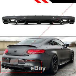 For 17-19 W205 2dr Coupe C63 Edition 1 Style Bumper Diffuser+black Exhaust Tips