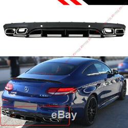 For 17-19 W205 2dr Coupe C63 Edition 1 Style Bumper Diffuser+chrome Exhaust Tips