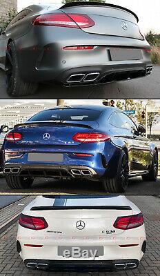 For 17-19 W205 2dr Coupe C63 Edition 1 Style Bumper Diffuser+chrome Exhaust Tips