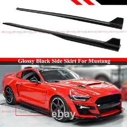 For 2015-2020 Ford Mustang GT500 Style Gloss Black Side Skirt Extension Splitter